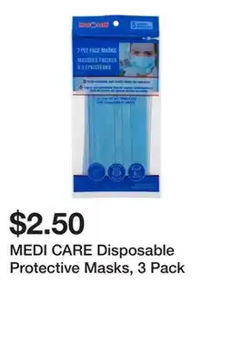 Dollarama MEDI CARE Disposable Protective Masks, 3 Pack offer