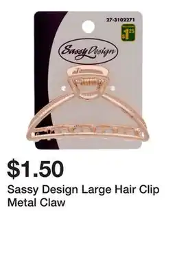 Dollarama Sassy Design Large Hair Clip Metal Claw offer