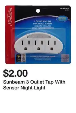 Dollarama Sunbeam 3 Outlet Tap With Sensor Night Light offer
