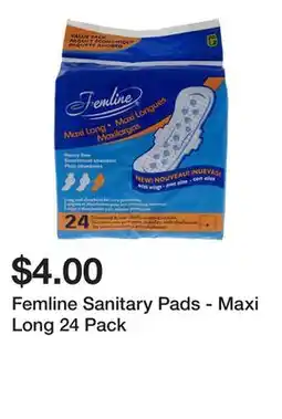 Dollarama Femline Sanitary Pads - Maxi Long 24 Pack offer