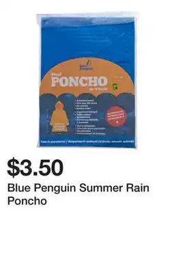 Dollarama Blue Penguin Summer Rain Poncho offer
