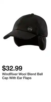Mark's WindRiver Wool Blend Ball Cap With Ear Flaps offer