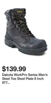 Mark's Dakota WorkPro Series Men's Steel Toe Steel Plate 8 Inch 877 Duratoe Insulated Work Boots offer