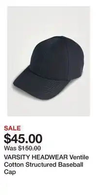 Holt Renfrew VARSITY HEADWEAR Ventile Cotton Structured Baseball Cap offer