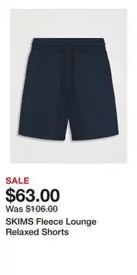 Holt Renfrew SKIMS Fleece Lounge Relaxed Shorts offer