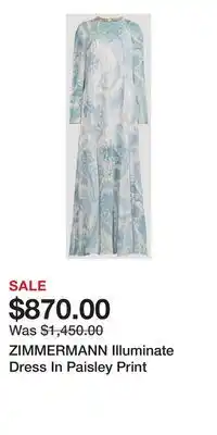 Holt Renfrew ZIMMERMANN Illuminate Dress In Paisley Print offer