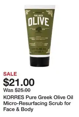 TSC Stores KORRES Pure Greek Olive Oil Micro-Resurfacing Scrub for Face & Body offer