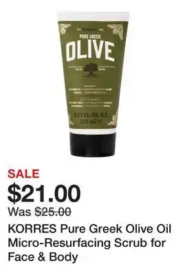TSC Stores KORRES Pure Greek Olive Oil Micro-Resurfacing Scrub for Face & Body offer
