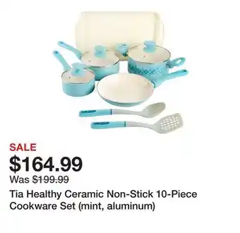 TSC Stores Tia Healthy Ceramic Non-Stick 10-Piece Cookware Set (mint, aluminum) offer