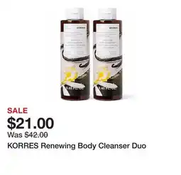 TSC Stores KORRES Renewing Body Cleanser Duo offer