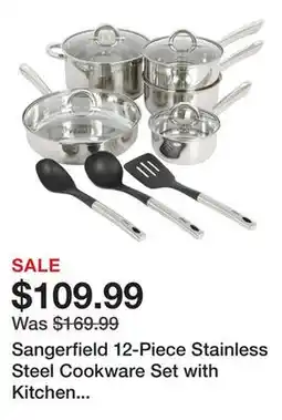 TSC Stores Sangerfield 12-Piece Stainless Steel Cookware Set with Kitchen Utensils offer