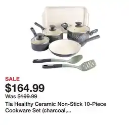 TSC Stores Tia Healthy Ceramic Non-Stick 10-Piece Cookware Set (charcoal, aluminum) offer
