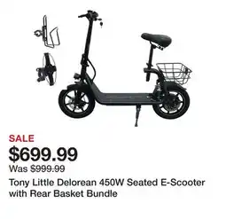 TSC Stores Tony Little Delorean 450W Seated E-Scooter with Rear Basket Bundle offer
