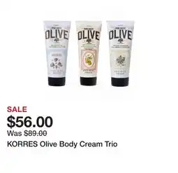 TSC Stores KORRES Olive Body Cream Trio offer