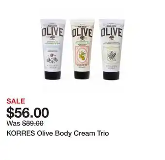 TSC Stores KORRES Olive Body Cream Trio offer