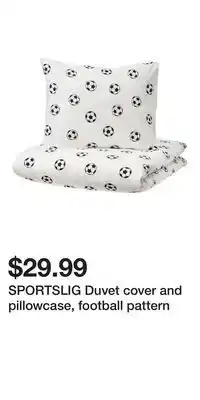 IKEA SPORTSLIG Duvet cover and pillowcase, football pattern offer