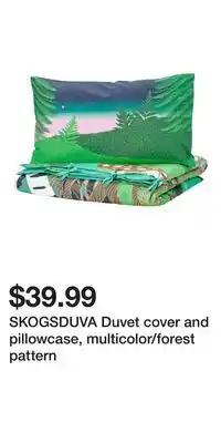 IKEA SKOGSDUVA Duvet cover and pillowcase, multicolor/forest pattern offer