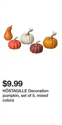 IKEA HÖSTAGILLE Decoration pumpkin, set of 5, mixed colors offer