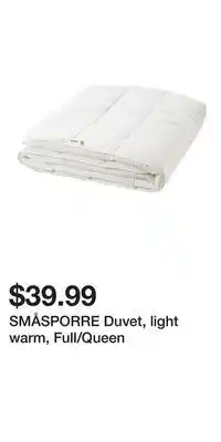 IKEA SMÅSPORRE Duvet, light warm, Full/Queen offer