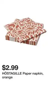 IKEA HÖSTAGILLE Paper napkin, orange offer