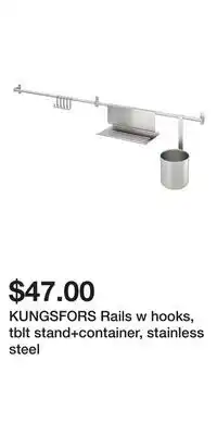 IKEA KUNGSFORS Rails w hooks, tblt stand+container, stainless steel offer