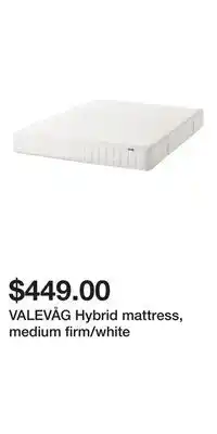 IKEA VALEVÅG Hybrid mattress, medium firm/white offer