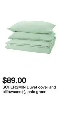 IKEA SCHERSMIN Duvet cover and pillowcase(s), pale green offer