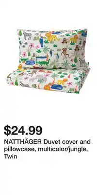 IKEA NATTHÄGER Duvet cover and pillowcase, multicolor/jungle, Twin offer
