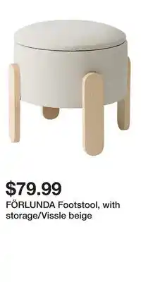IKEA FÖRLUNDA Footstool, with storage/Vissle beige offer