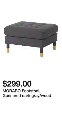 IKEA MORABO Footstool, Gunnared dark gray/wood offer
