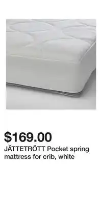 IKEA JÄTTETRÖTT Pocket spring mattress for crib, white offer