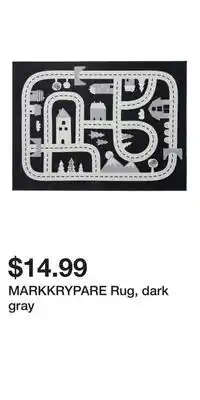 IKEA MARKKRYPARE Rug, dark gray offer