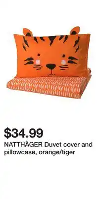 IKEA NATTHÄGER Duvet cover and pillowcase, orange/tiger offer