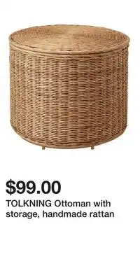 IKEA TOLKNING Ottoman with storage, handmade rattan offer