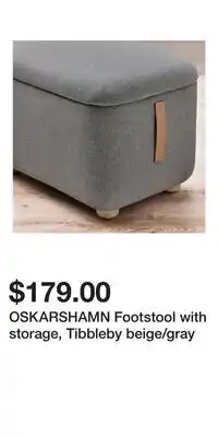 IKEA OSKARSHAMN Footstool with storage, Tibbleby beige/gray offer