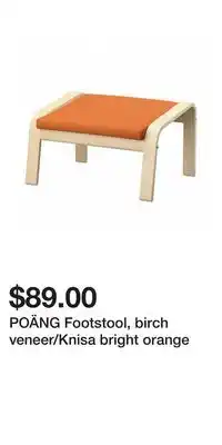 IKEA POÄNG Footstool, birch veneer/Knisa bright orange offer