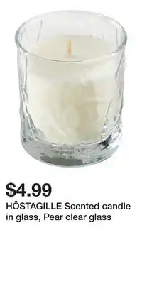 IKEA HÖSTAGILLE Scented candle in glass, Pear clear glass offer