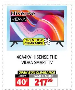 2001 Audio Video 40A4KV 40 HISENSE FHD VIDAA SMART TV offer