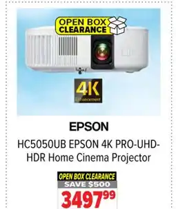 2001 Audio Video HC5050UB EPSON 4K PRO-UHD- HDR Home Cinema Projector offer