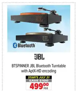 2001 Audio Video BTSPINNER JBL Bluetooth Turntable with AptX-HD encoding offer