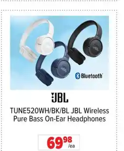 2001 Audio Video TUNE520WH/BK/BL JBL Wireless Pure Bass On-Ear Headphones offer