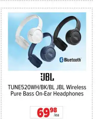 2001 Audio Video TUNE520WH/BK/BL JBL Wireless Pure Bass On-Ear Headphones offer