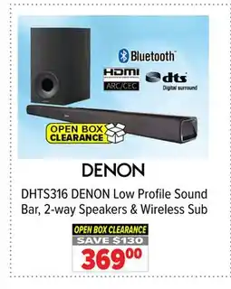 2001 Audio Video DHTS316 DENON Low Profile Sound Bar, 2-way Speakers & Wireless Sub offer