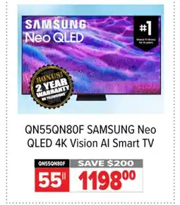 2001 Audio Video QN55QN80F 55 SAMSUNG Neo QLED 4K Vision AI Smart TV offer