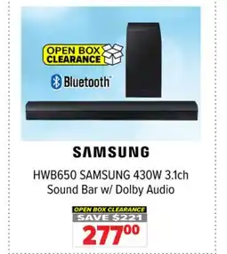 2001 Audio Video HWB650 SAMSUNG 430W 3.1ch Sound Bar w/ Dolby Audio offer