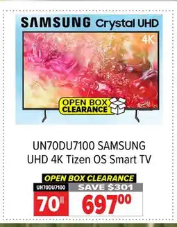 2001 Audio Video UN70DU7100 SAMSUNG 70 UHD 4K Tizen OS Smart TV offer