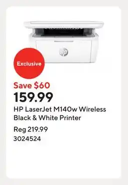 Staples HP LaserJet M140w Wireless Black & White Printer offer