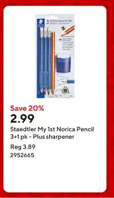 Staples Staedtler My 1st Norica Pencil 3+1 pk - Plus sharpener offer
