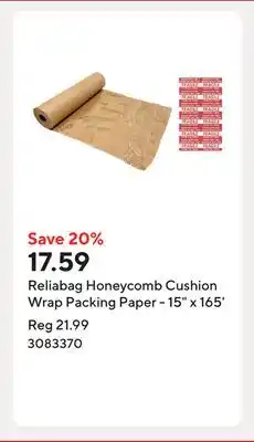 Staples Reliabag Honeycomb Cushion Wrap Packing Paper - 15 x 165' offer