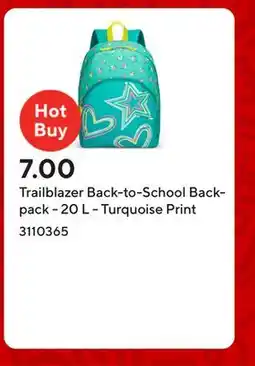 Staples Trailblazer Back-to-School Backpack - 20 L - Turquoise Print offer